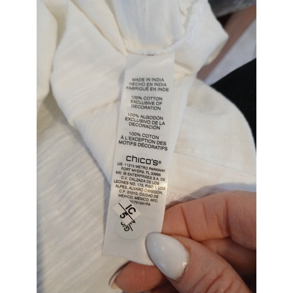 NWT Chico's Womens Size 3 White Eyelet Lace Sleeve Hem Tie T Shirt - Picture 7 of 14